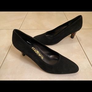 Salvatore Ferragamo suede heels pumps amber heels career quiet luxury old money